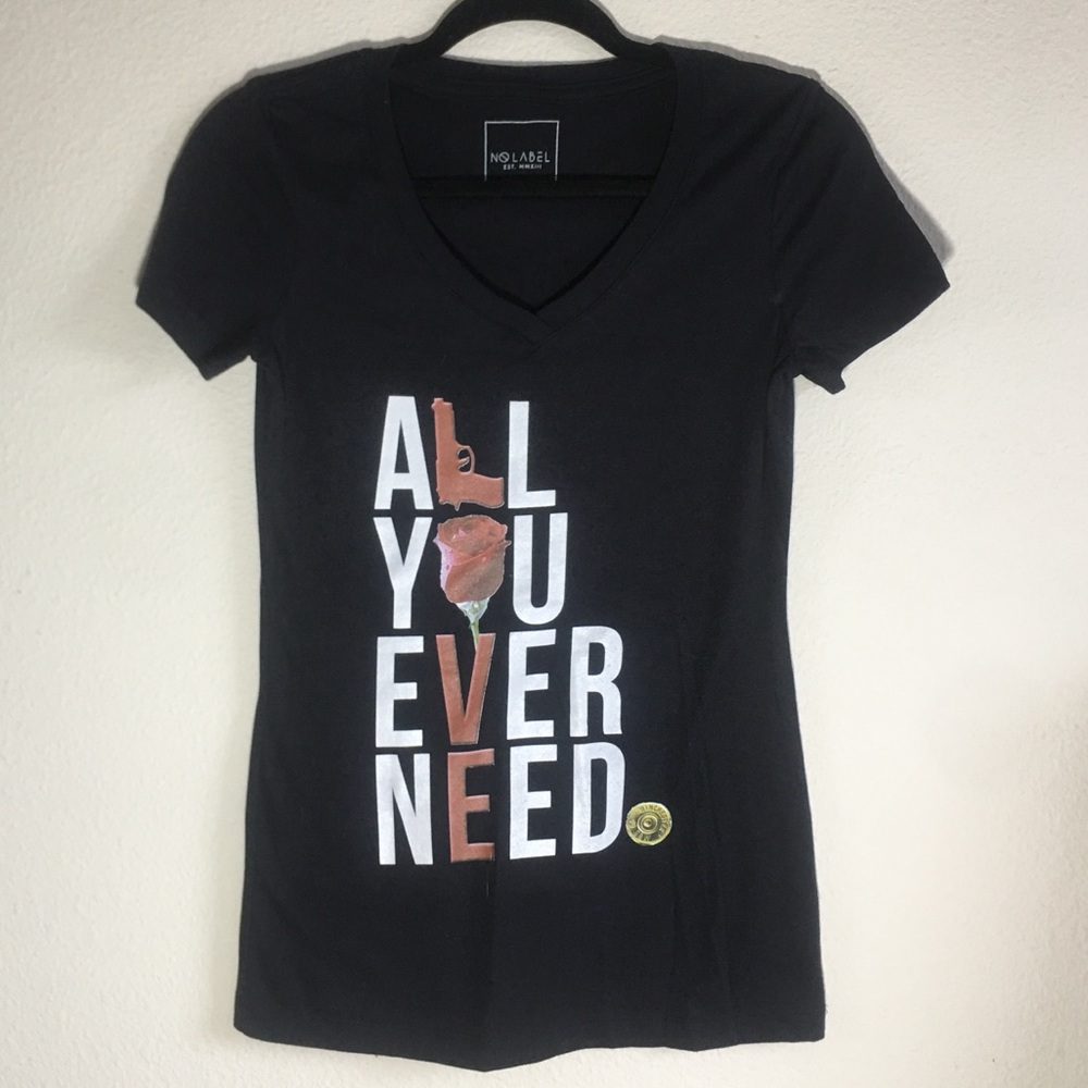 Black Graphic V-neck T-shirt
